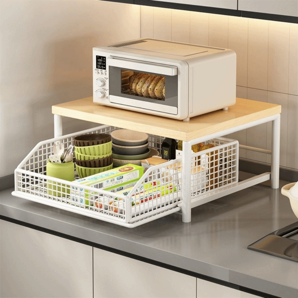 Kitchen Appliances Countertop - Multifunctioneel met laden Magnetronstandaard Ruimtebesparend Aanrechtopslag