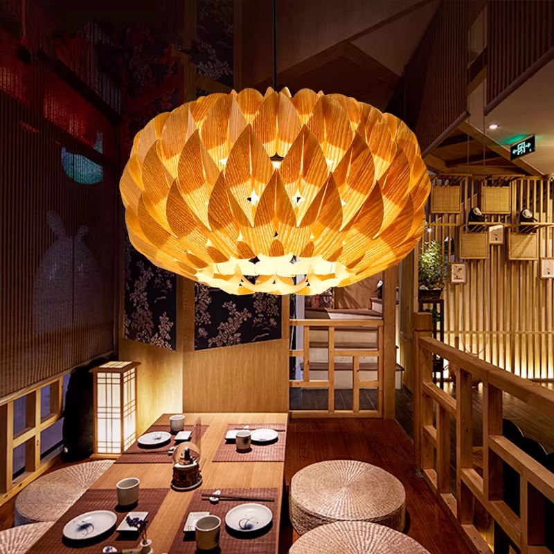 Kitchen Appliances In Japanese - Japanse stijl Creatieve Houten lampenkap Hangende