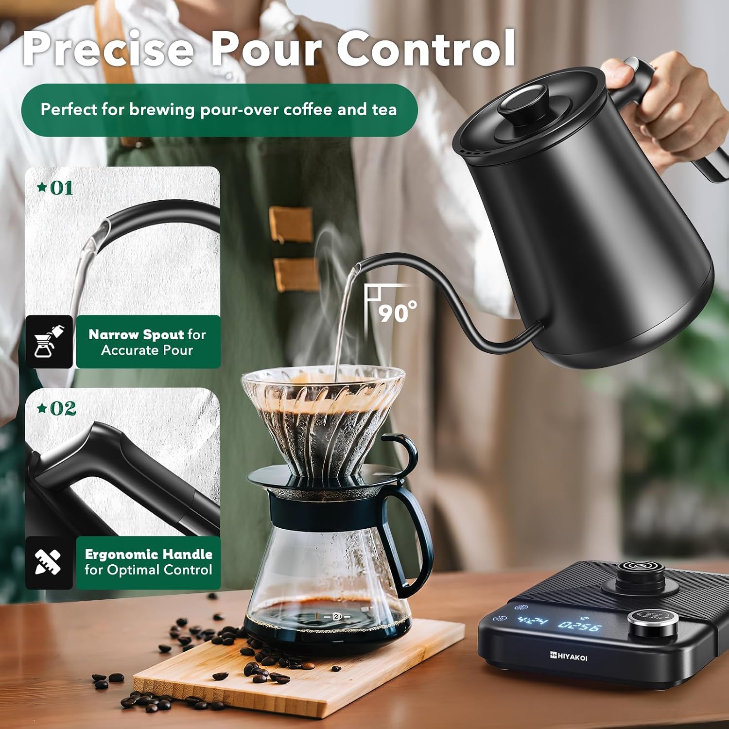 Elektrische waterkoker met zwa - Electric Kettle Gooseneck recensie en prijs
